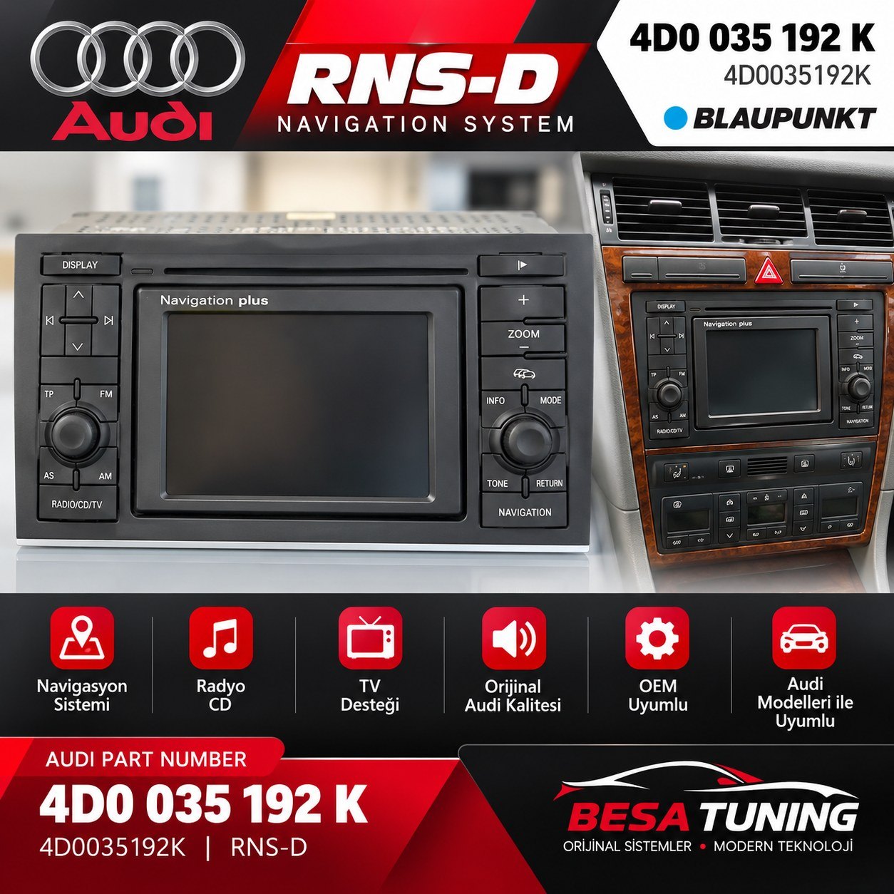 Audi RNS-D Navigasyon Teybi 4D0035192K | BESA Tuning
